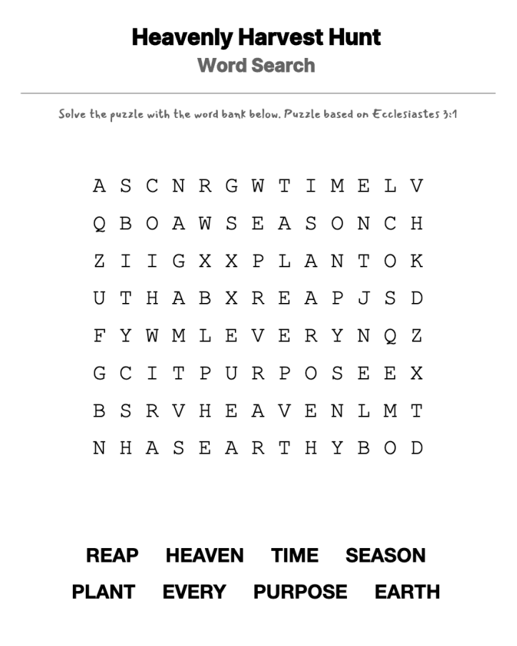 In God's Time word-search